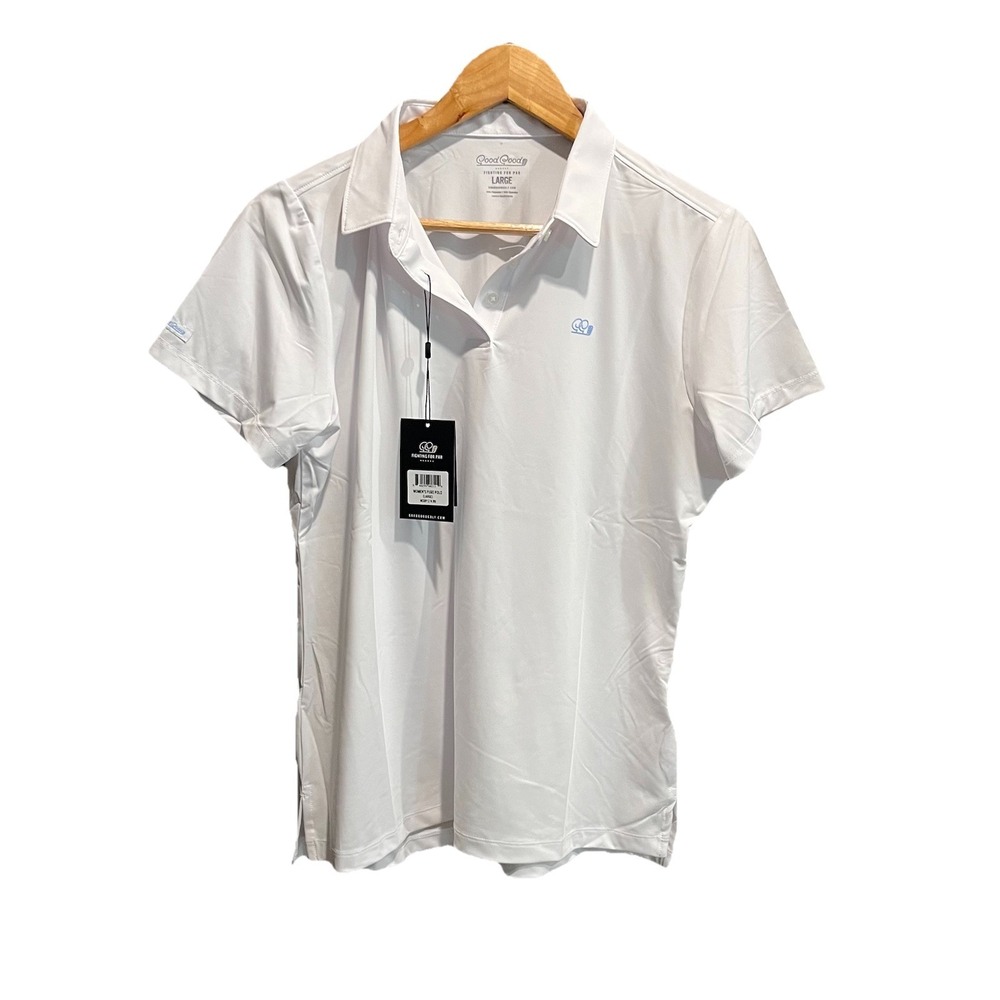 Good Good Fighting for‎ Par White Women's Pure Polo Golf T-Shirt Size Large